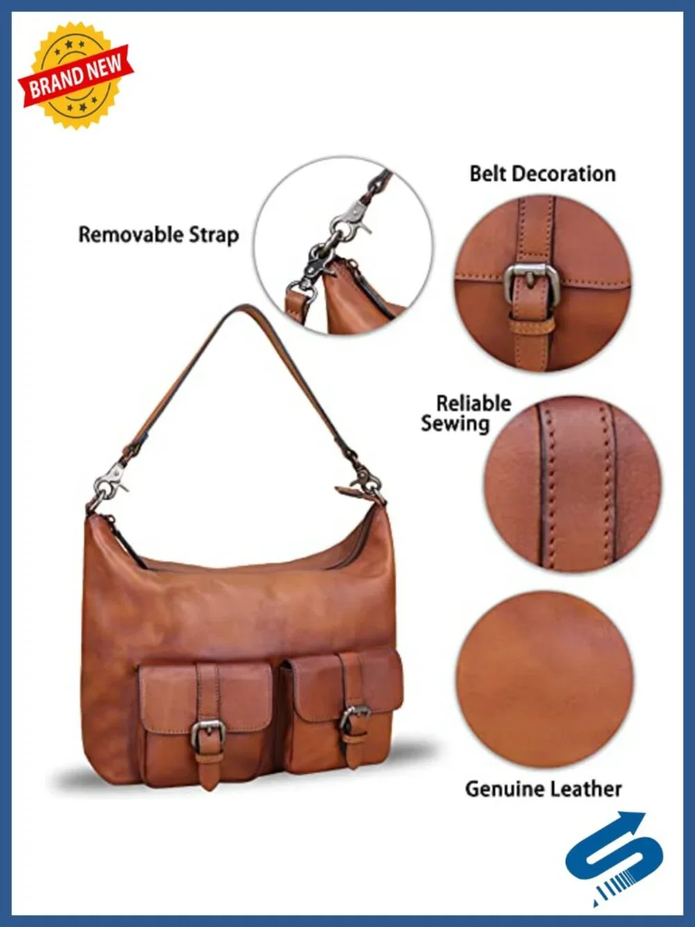 Genuine Leather Hobo Bag Crossbody Satchel Vintage Purse Handbag